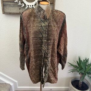 Arlene Wohl Textured Brown and Green Cardiagn Jacket‎ Hand Woven Designs
